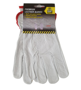 White Leather Rigger Gloves BC- Size 10 (Large)