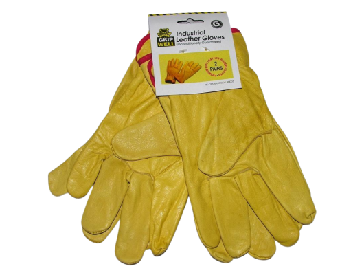 2 Pairs Leather Rigger Gloves - Yellow A Grade