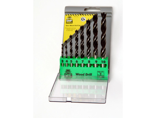 8pc Wood 3-10mm Milled flute Drill Bit set