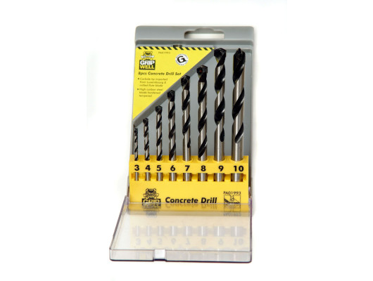 8pc Concrete 3-10mm Milled flute Drill Bit set 