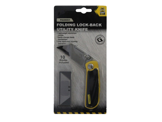 Folding Knife w/10 blades and rubber grip