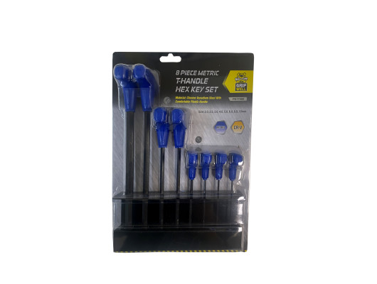 8pc Metric TPR T-handle Hex Key Set