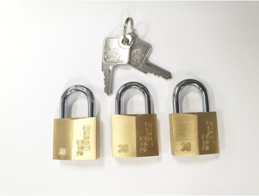 3pc 30mm key alike Brass Padlock bulk packaging