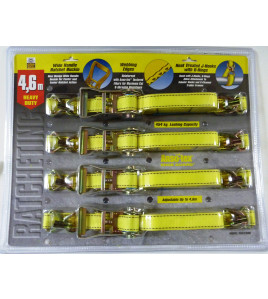 4pc Heavy Duty Ratchet Tie Down 4.6m (454kg LC)