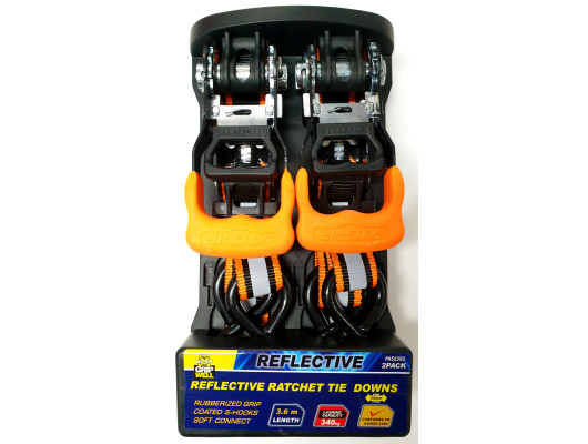 2pc Reflective Ratchet Tie Down 3.6m (340kg LC)