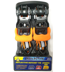 2pc Reflective Ratchet Tie Down 3.6m (340kg LC)