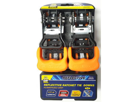 2pc Reflective Ratchet Tie Down 4.5m (450kg LC)