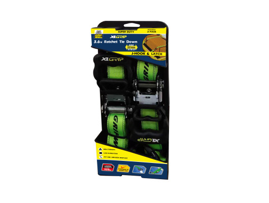 2pc Ratchet Tie Down 32mm x 3.6m XL Grip (529kg LC)