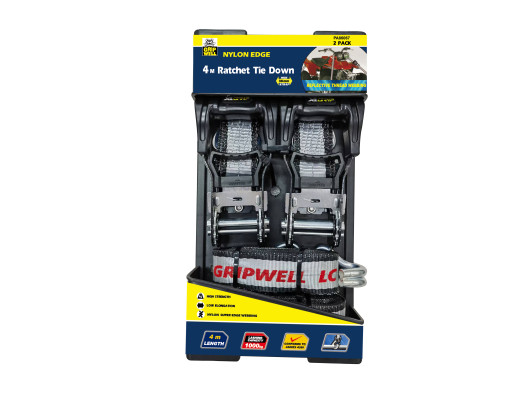 2pc Nylon Edge Ratchet Tie Down 4M X 38MM LC1000KGS