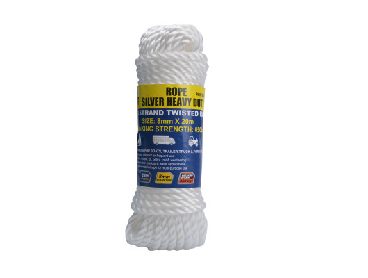 PP Silver Rope Twisted 8mm x 20m